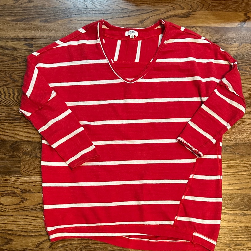 Umgee Red and White Striped Top